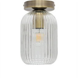 First Choice Lighting Set Of 2 Batley - Clear Glass Antique Brass Ceiling Light Fittings - thumbnail 2