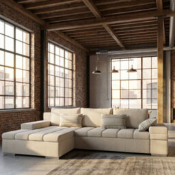 Bangkok Corner Sofa Bed With Storage And Sleeping Function Metal Legs Wooden Frame Foam Filling Beige Left