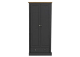 LPD Devon 2 Door Wardrobe - Particle Board - L56 X W79.7 X H181.5 Cm - Charcoal - thumbnail 1