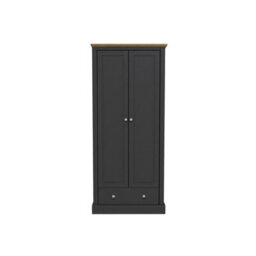LPD Devon 2 Door Wardrobe - Particle Board - L56 X W79.7 X H181.5 Cm - Charcoal - thumbnail 2