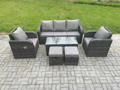 Fimous 7 Seater Outdoor Garden Furniture Sets Wicker Rattan Furniture Sofa Sets With Rectangular Coffee Table Reclining Chair - image 1