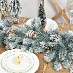 Amorly 180Cm Artificial Christmas Garland, Snow Flocked Pine With Berries & Baubles, Winter Festive Decor For Fireplace, Stair Railings - thumbnail 6