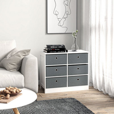 Homcom Chests Of Drawer Fabric Dresser Storage Cabinet W/ 6 Drawers For Bedroom - image 1