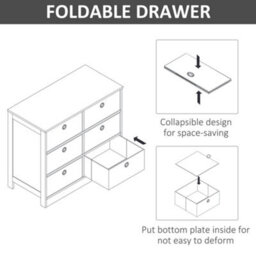 Homcom Chests Of Drawer Fabric Dresser Storage Cabinet W/ 6 Drawers For Bedroom - thumbnail 7