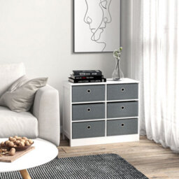 Homcom Chests Of Drawer Fabric Dresser Storage Cabinet W/ 6 Drawers For Bedroom - thumbnail 1