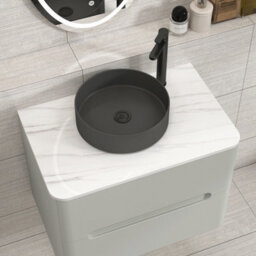Royal Bathrooms Venice 700mm Dove Grey Wall Mounted Bathroom Countertop Vanity Unit 2 Drawer With Art Round Basin - thumbnail 6