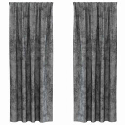 Walplus Curtain With Curtains 2 Pcs Grey 225 X 140 Cm Velvet - thumbnail 2