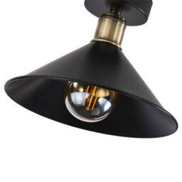 Happy Homewares Modern Industrial Semi Flush Ceiling Light In Matte Black And Antique Brass - thumbnail 3