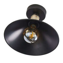 Happy Homewares Modern Industrial Semi Flush Ceiling Light In Matte Black And Antique Brass - thumbnail 4