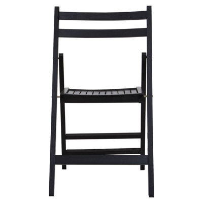 Premier Housewares Interiors By Premier Wood Black Finish Folding Chair, Space-Saver Camping Chair, Easy Foldable Wood Chair, Easy To Clean Chair - image 1