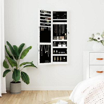 Vidaxl Mirror Jewellery Cabinet With Led Lights Wall Mounted White - image 1