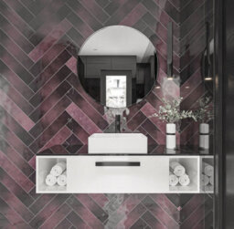 Top Ceramics Dark Pink Burgundy Gloss Metro Ceramic Wall Tile Flat Bumpy (L)530mm X (W)107mm Each Box 0.85Sqm - thumbnail 1