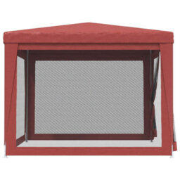 Walplus Party Tent Garden Gazebo Canopy With 4 Mesh Sidewalls Red 3X3 M Hdpe - thumbnail 4
