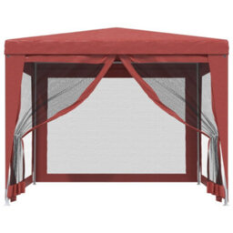 Walplus Party Tent Garden Gazebo Canopy With 4 Mesh Sidewalls Red 3X3 M Hdpe - thumbnail 3