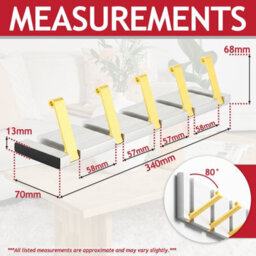 Spares2Go Luxury Wall Mounted Coat Rack 5 Hooks Aluminium Retractable Hanging Hook Rail (Silver + Gold) - thumbnail 2