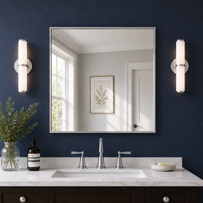 Showerdrape Paddington Brushed Chrome Framed Square Mirror 45X45Cm - image 1