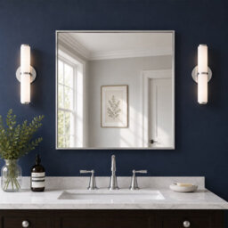 Showerdrape Paddington Brushed Chrome Framed Square Mirror 45X45Cm - thumbnail 1
