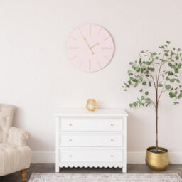 Melody Maison Large Pink Wooden Grain & Gold Detailed Wall Clock - 70Cm X 70Cm - thumbnail 4