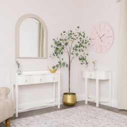 Melody Maison Large Pink Wooden Grain & Gold Detailed Wall Clock - 70Cm X 70Cm - thumbnail 5