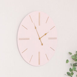 Melody Maison Large Pink Wooden Grain & Gold Detailed Wall Clock - 70Cm X 70Cm - thumbnail 3