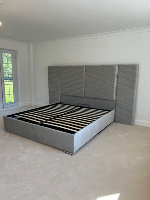 Stratus Interiors Atlas Wide Headboard Gold & Silver Trim Bed Frame - Add Professional Assembly & Delivery- King - No Storage Type - image 1