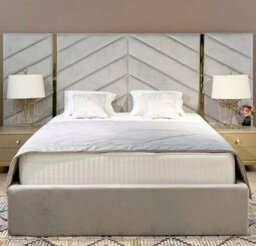 Stratus Interiors Atlas Wide Headboard Gold & Silver Trim Bed Frame - Add Professional Assembly & Delivery- King - No Storage Type - thumbnail 2