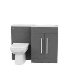Nes Home 1100mm Right Hand Dark Matte Grey Basin Vanity Wc Unit & Toilet - thumbnail 6