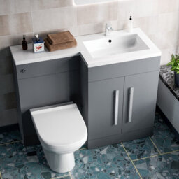 Nes Home 1100mm Right Hand Dark Matte Grey Basin Vanity Wc Unit & Toilet - thumbnail 3