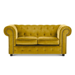 Furnishings For Less UK Ashbourne Chesterfield Tumeric Velvet Fabric Sofa Suite 3 Seater And 2 Seater Studded Design - thumbnail 5