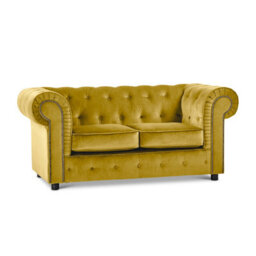 Furnishings For Less UK Ashbourne Chesterfield Tumeric Velvet Fabric Sofa Suite 3 Seater And 2 Seater Studded Design - thumbnail 6