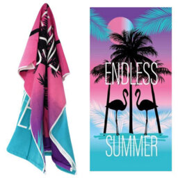 Geezy Beach Towel Microfibre Lightweight Flamingo Bath Towel Camping Travel Holiday - thumbnail 1
