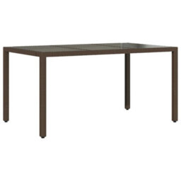Berkfield Garden Table With Glass Top Brown 150X90X75 Cm Poly Rattan - thumbnail 6