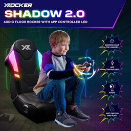 X Rocker Shadow Rgb 2.0 Audio Floor Rocker Gaming Chair With App-Controlled Lights - Black - thumbnail 2
