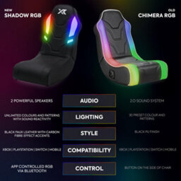 X Rocker Shadow Rgb 2.0 Audio Floor Rocker Gaming Chair With App-Controlled Lights - Black - thumbnail 8