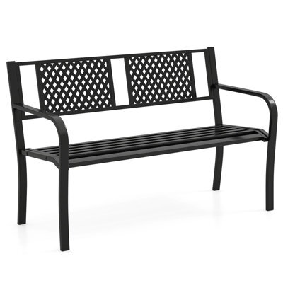 Gainoom 127Cm Black Garden Bench Outdoor Bench For 2-3-Persons - image 1