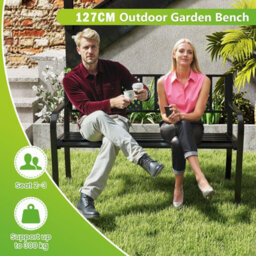 Gainoom 127Cm Black Garden Bench Outdoor Bench For 2-3-Persons - thumbnail 7