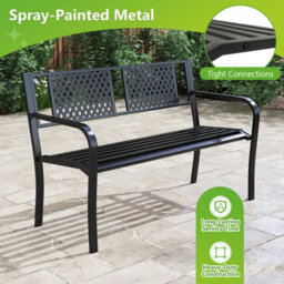 Gainoom 127Cm Black Garden Bench Outdoor Bench For 2-3-Persons - thumbnail 6