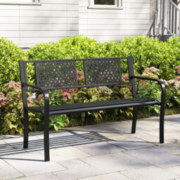 Gainoom 127Cm Black Garden Bench Outdoor Bench For 2-3-Persons - thumbnail 3
