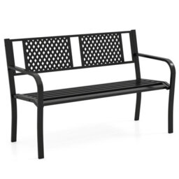 Gainoom 127Cm Black Garden Bench Outdoor Bench For 2-3-Persons - thumbnail 1
