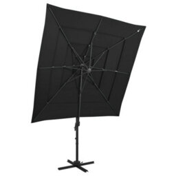 Berkfield 4-Tier Parasol With Aluminium Pole Black 250X250 Cm - thumbnail 1