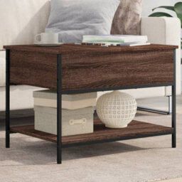 Berkfield Coffee Table Brown Oak 70X50X50 Cm Engineered Wood And Metal - thumbnail 1