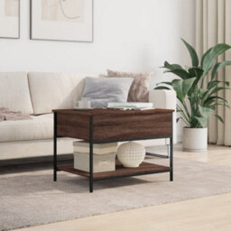 Berkfield Coffee Table Brown Oak 70X50X50 Cm Engineered Wood And Metal - thumbnail 3