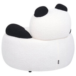 Wyld And Coco Panda-Shaped Kids Armchair White And Black Bouclé With Armrests, Compact Rubberwood Base (W58 X D58 X H53Cm) - thumbnail 7