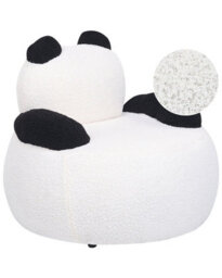 Wyld And Coco Panda-Shaped Kids Armchair White And Black Bouclé With Armrests, Compact Rubberwood Base (W58 X D58 X H53Cm) - thumbnail 2