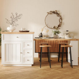 Matteo Extendable Kitchen Island With Storage Drawers & Lockable Casters - 120-184Cm - thumbnail 5