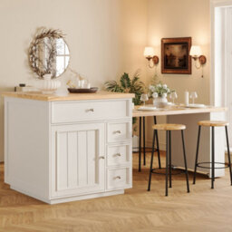Matteo Extendable Kitchen Island With Storage Drawers & Lockable Casters - 120-184Cm - thumbnail 3