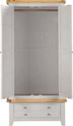 Seconique Windsor 2 Door 1 Drawer Wardrobe Pebble Grey With Oak Trim Part Assembled - thumbnail 5