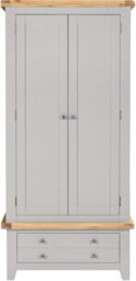 Seconique Windsor 2 Door 1 Drawer Wardrobe Pebble Grey With Oak Trim Part Assembled - thumbnail 3