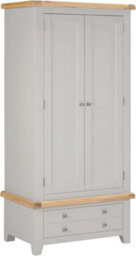 Seconique Windsor 2 Door 1 Drawer Wardrobe Pebble Grey With Oak Trim Part Assembled - thumbnail 2