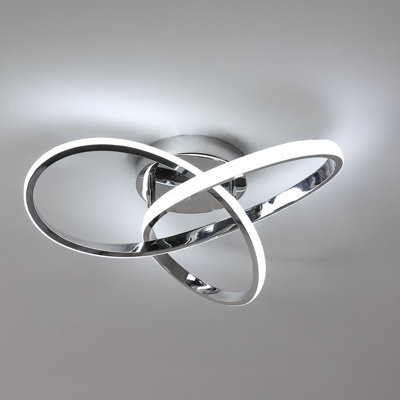 Pheashine Modern Chrome Ceiling Lights Led, 40Cm Silver Curved Ceiling Light For Hallway, Aisle, Entrance, Bedroom 6500K - image 1